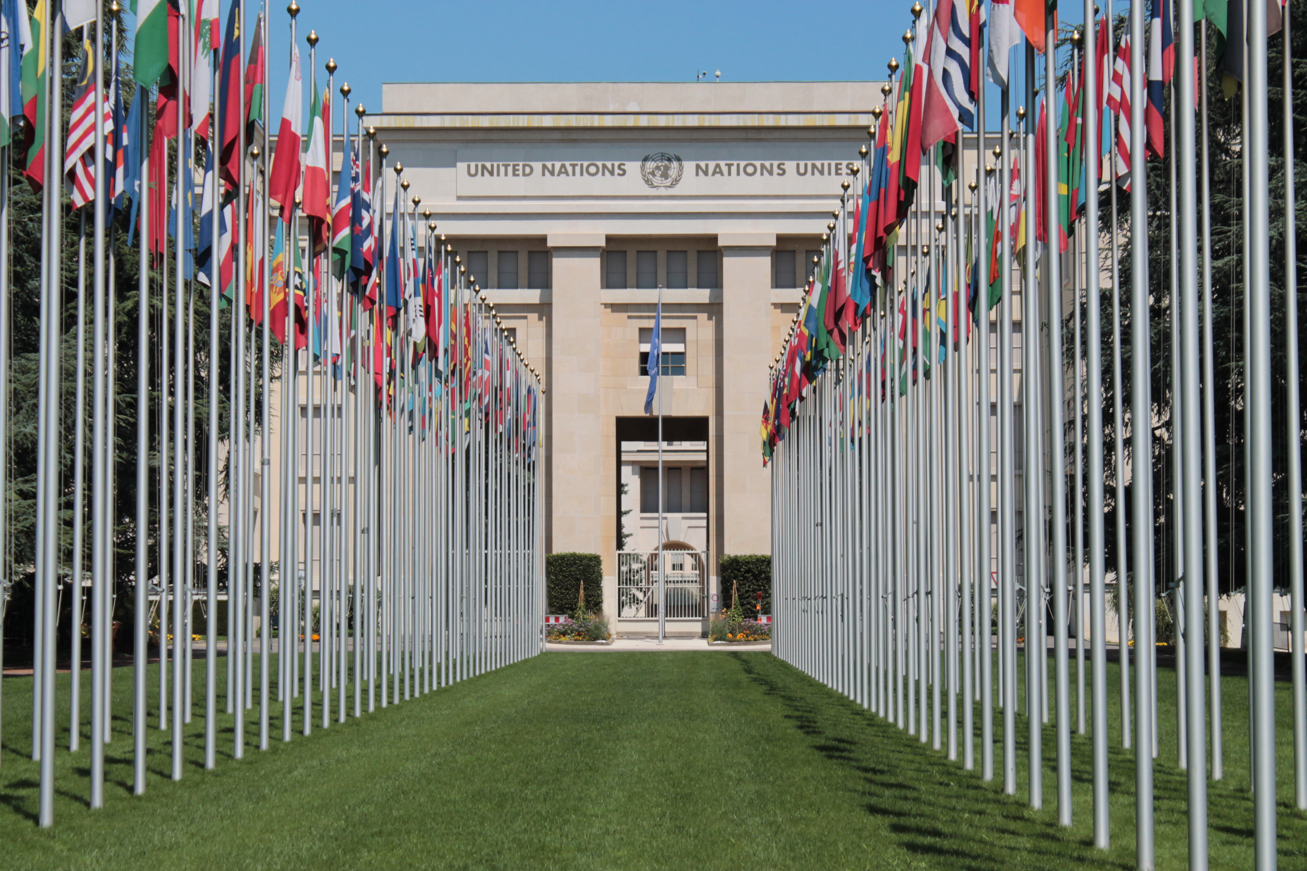 United Nations Headquarters Geneva where experts condemned the flawed Epstein files release
